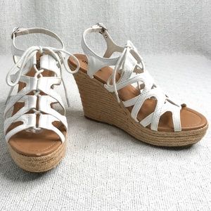 Charlotte Russe Lace Up Braided Espadrille Sandals Size 9 White